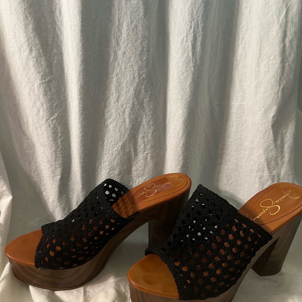 Jessica Simpson Black and Brown Platform Sandals women’s 9.5 Like New